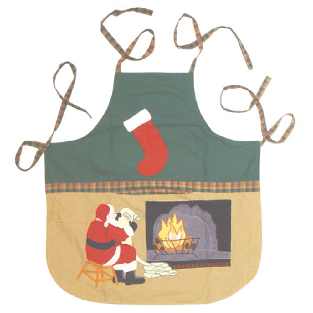 Santa by the Fireside Apron 27"W x 29"L