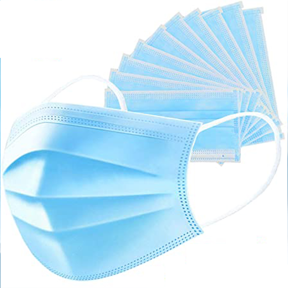  3 Layers Simple Disposable Non Woven Mask, Set of 50 Pieces