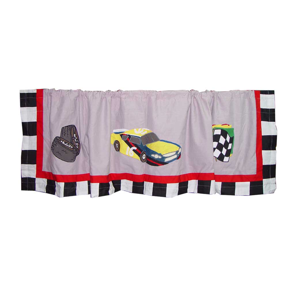 Racecar Curtain Valance 54"W x 16"L