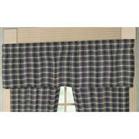 Blue Black Grey Plaid Curtain Valance 54"W x 16"L