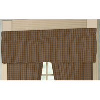 Dark Brown Plaid Curtain Valance 54"W x 16"L