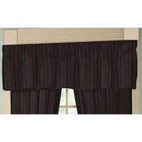 Black and Maroon Stripe Curtain Valance 54"W x 16"L