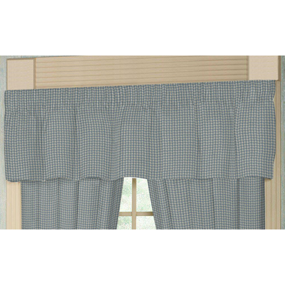 Light Blue Pin Check Curtain Valance 54"W x 16"L