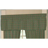 Hunter Green and Tan Check Curtain Valance 54"W x 16"L