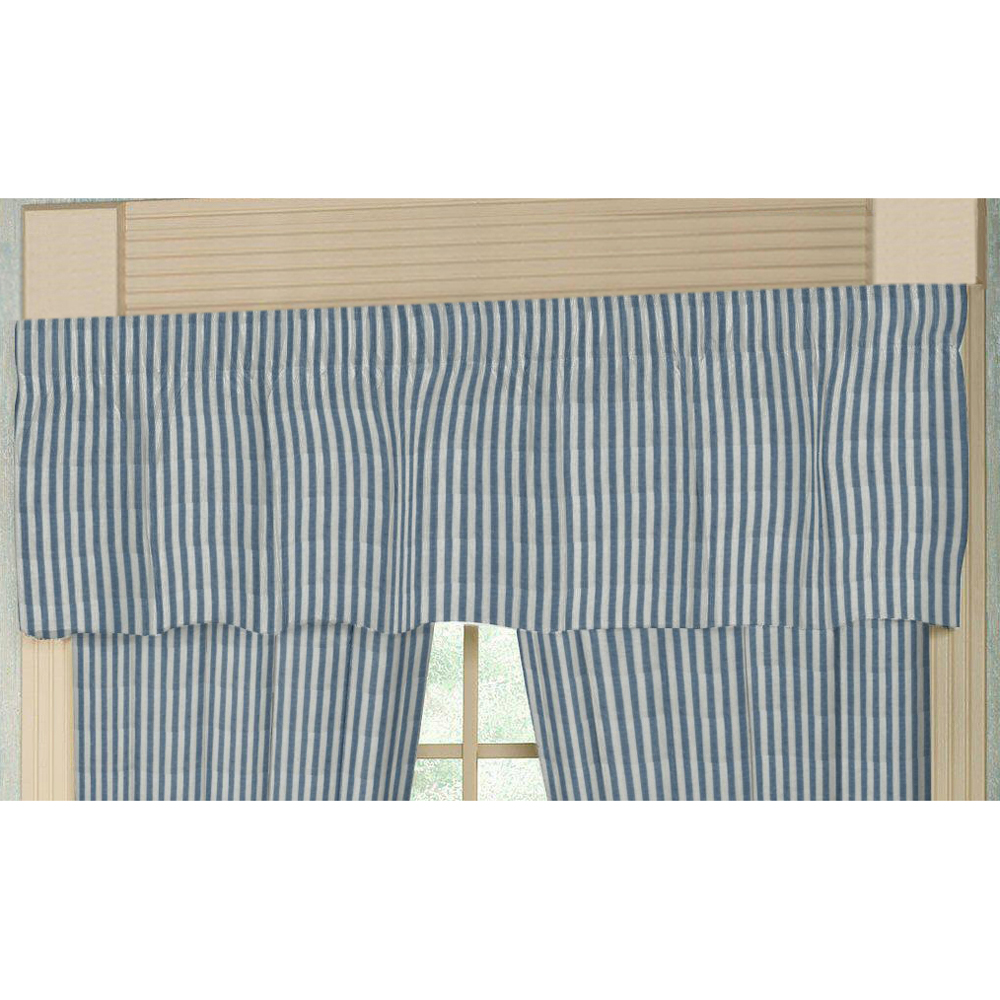 Blue and White Candy Stripe Curtain Valance 54"W x 16"L
