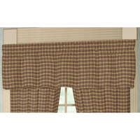 Tan and Red Check Plaid Curtain Valance 54"W x 16"L