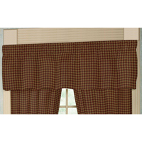 Rustic Red and Tan Check Plaid Curtain Valance 54"W x 16"L