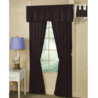 Black and Maroon Stripe Window Curtain 40"W x 84"L