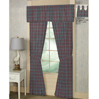 Burgundy Plaid Window Curtain 40"W x 84"L