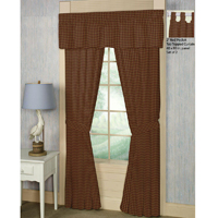 Rustic Red and Tan Check Plaid Window Curtain 40"W x 84"L