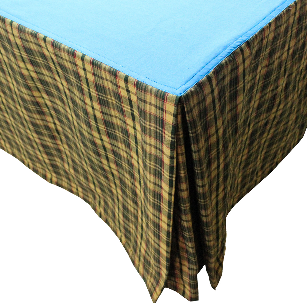 Golden Brown Plaid Bed Skirt King Size 78"W x 80"L-Drop 18"