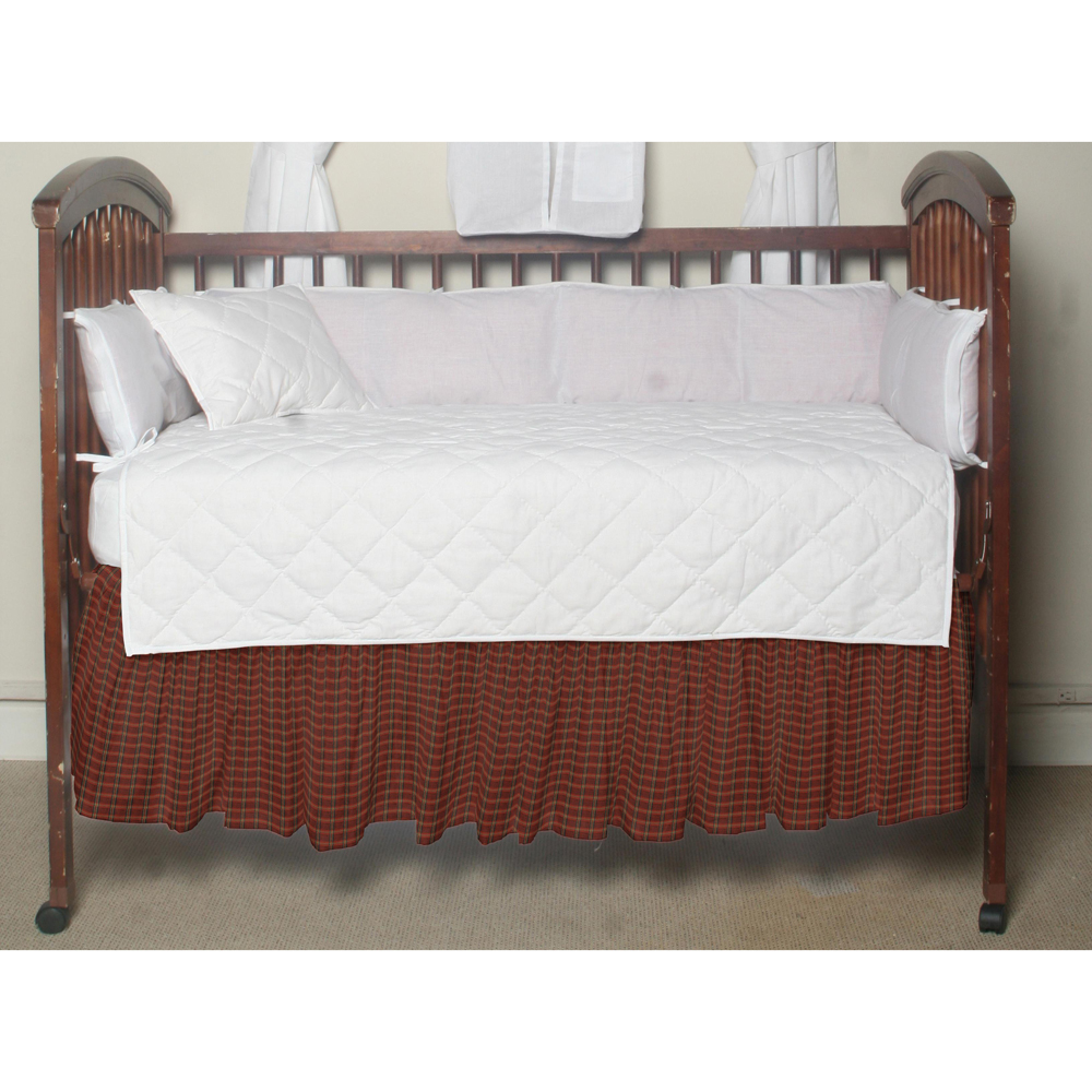 Red-rustic plaid & black lines,fabric dust ruffle crib