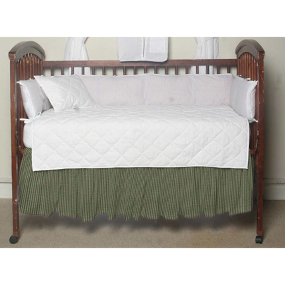 Hunter Green and Tan Check Crib Bed Skirt 28" x 53"-Drop-13"