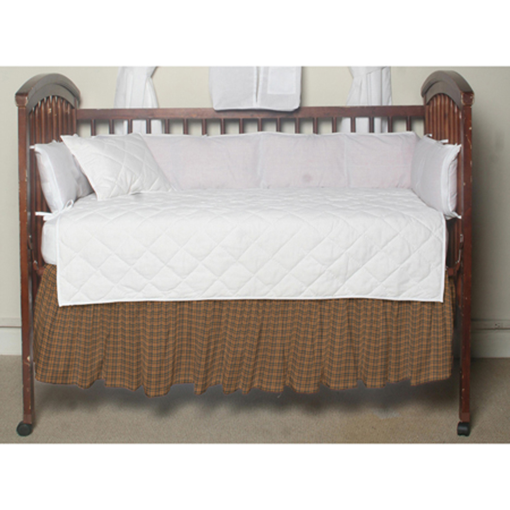 Gold and Brown Plaid Crib Bed Skirt 28" x 53"-Drop-13"