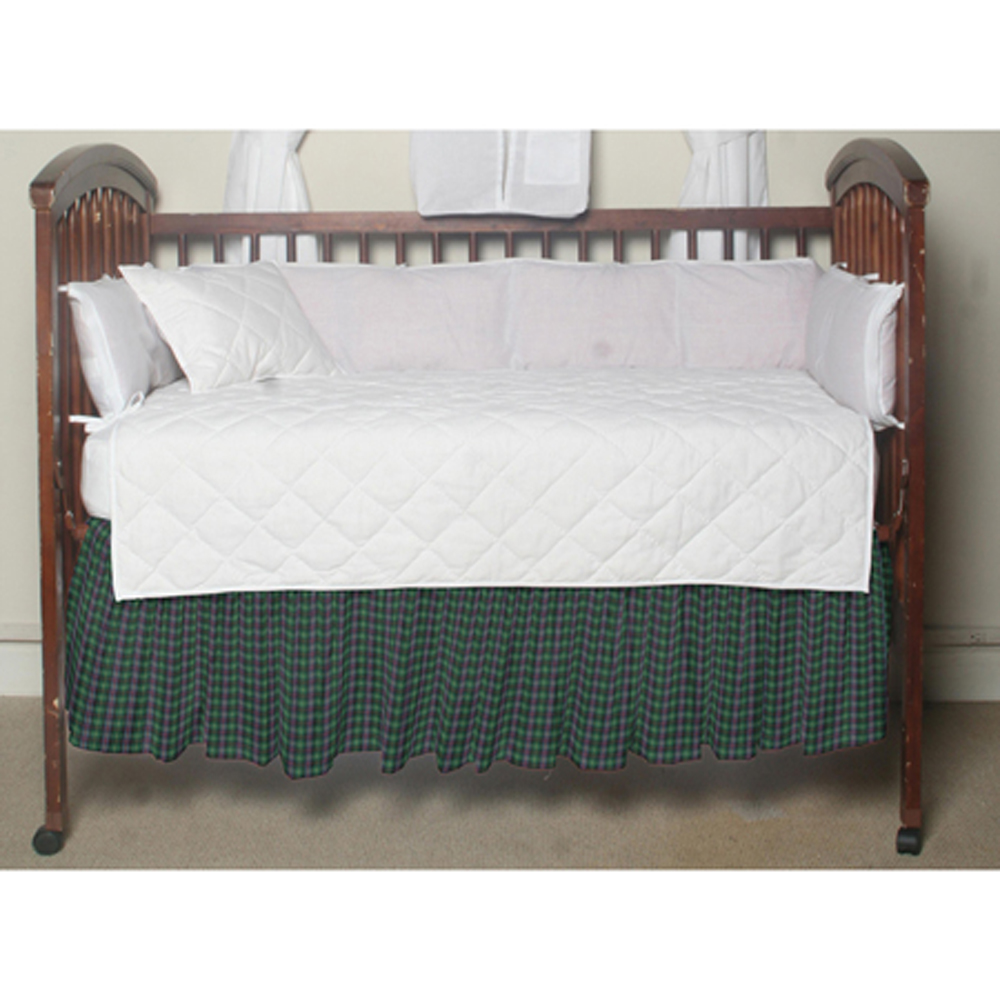 Green Tartan Plaid Crib Bed Skirt 28" x 53"-Drop-13"