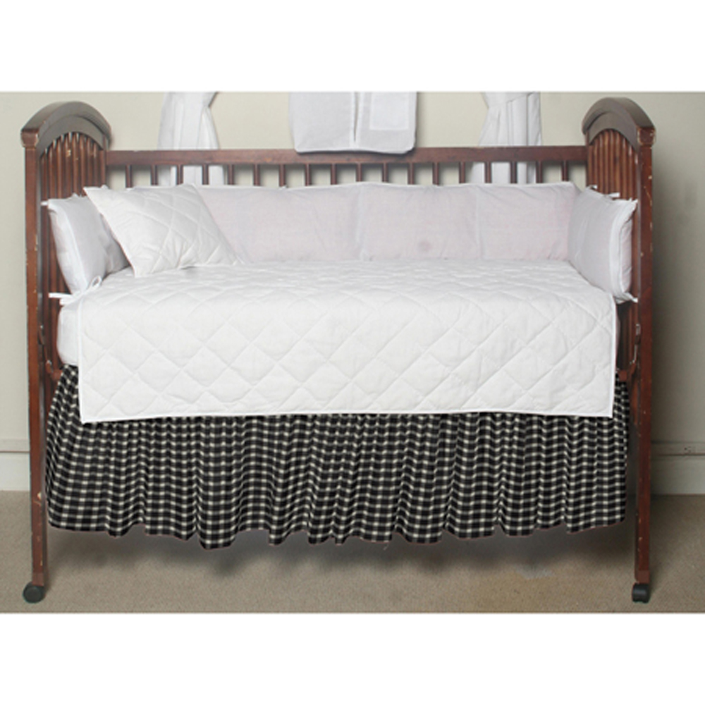 Black and White Buffalo Check Crib Bed Skirt 28" x 53"-Drop-13"