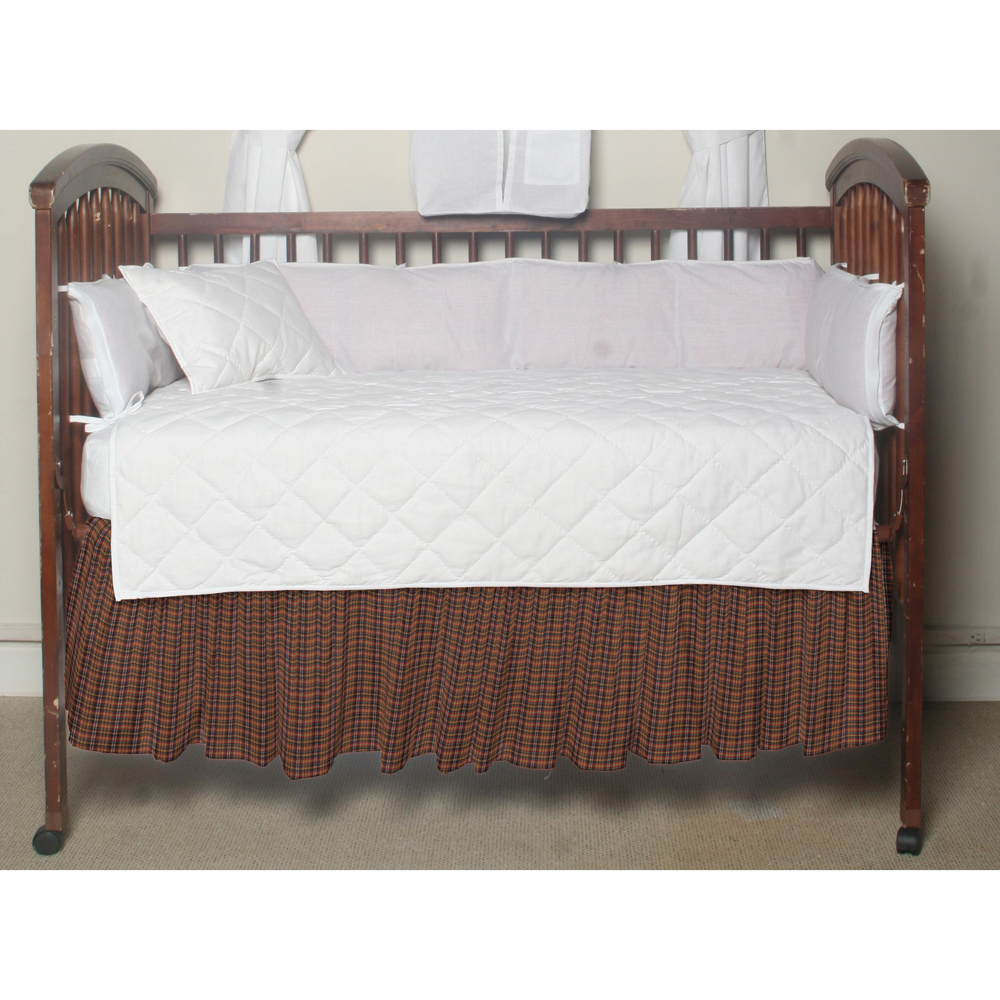 Tan red & black plaid,fabric dust ruffle crib