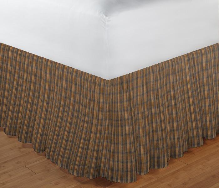 Dark Brown Plaid Bed Skirt King Size 78"W x 80"L-Drop 18"