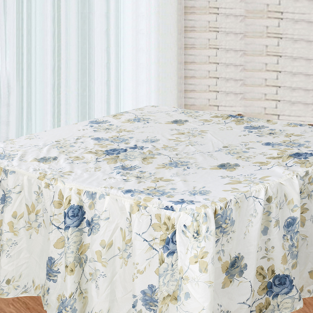 Blue Roses Bed Skirt Queen Size 60"W x 80"L-Drop-18"