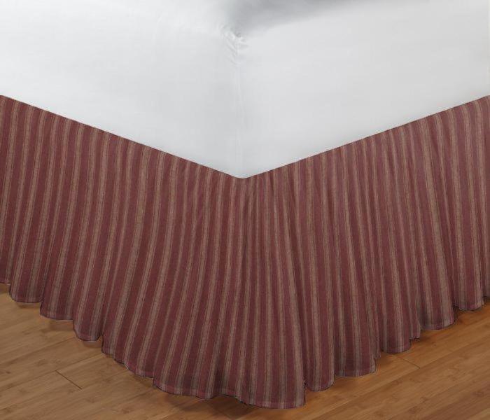 Tea Dye Stripes with RedBed Skirt Queen Size 60"W x 80"L-Drop-18"