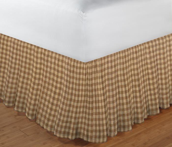 Brown and Gold Gingham Bed Skirt Twin Size 39"W x 76"L-Drop-18"