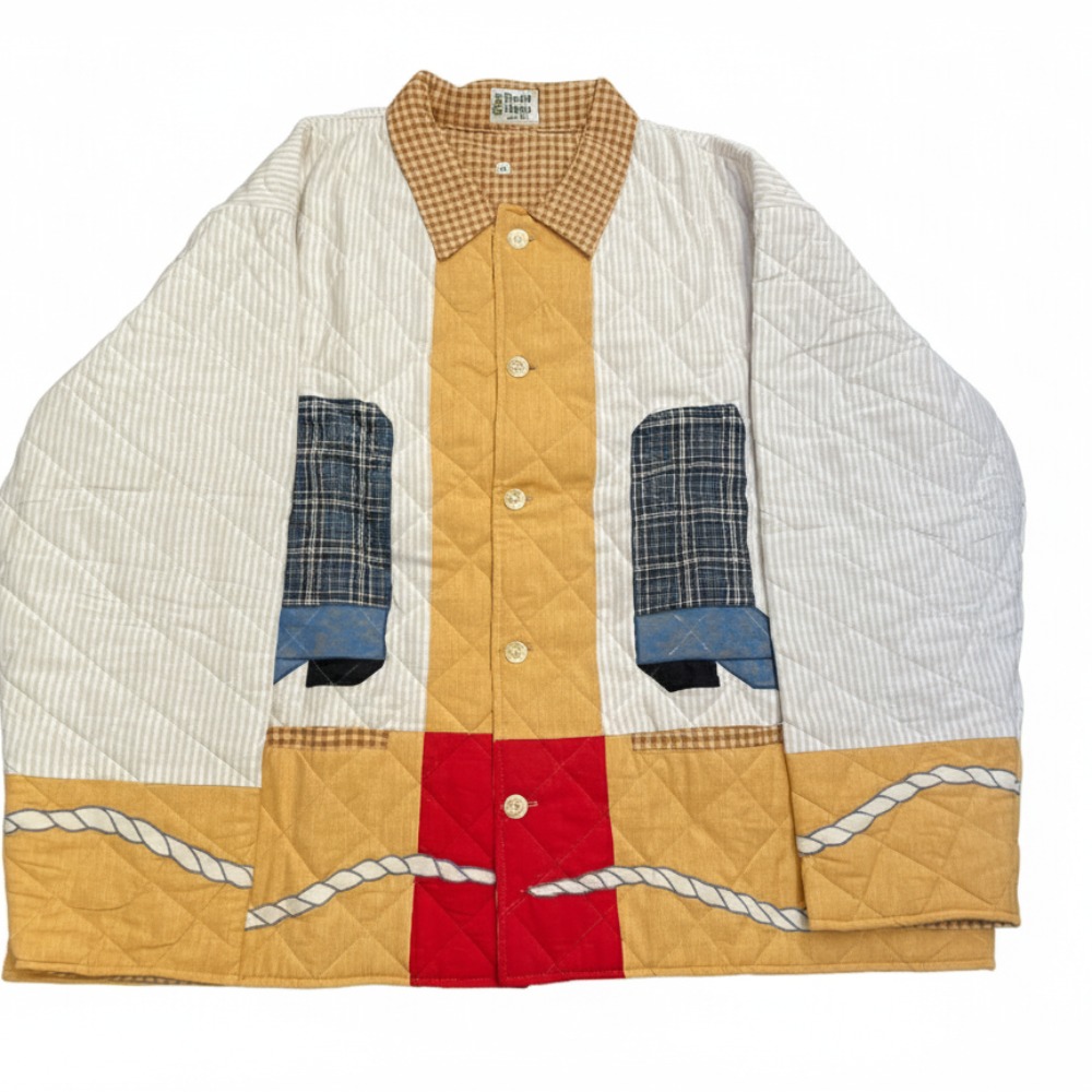 Western Boot Patch Magic Jacket – Handmade Quilted Cotton Jacket, Country Farmhouse Style Outerwear