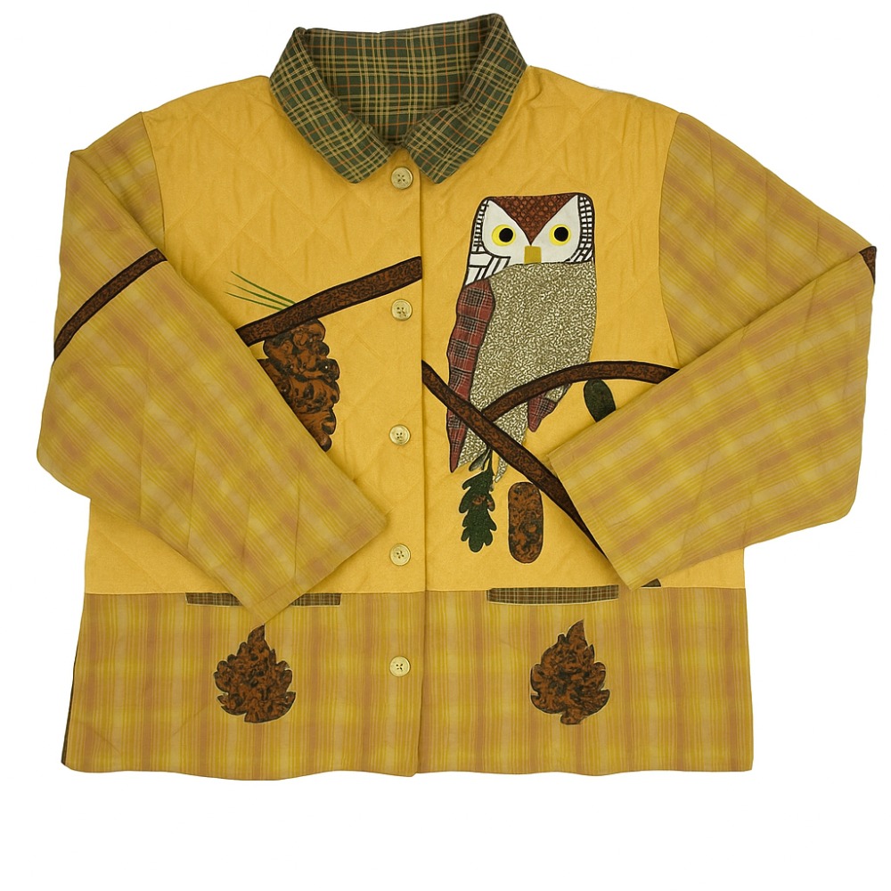 Patch Magic Pinecone Quilted Jacket – Woodland Owl & Pinecone Applique Cotton Jacket