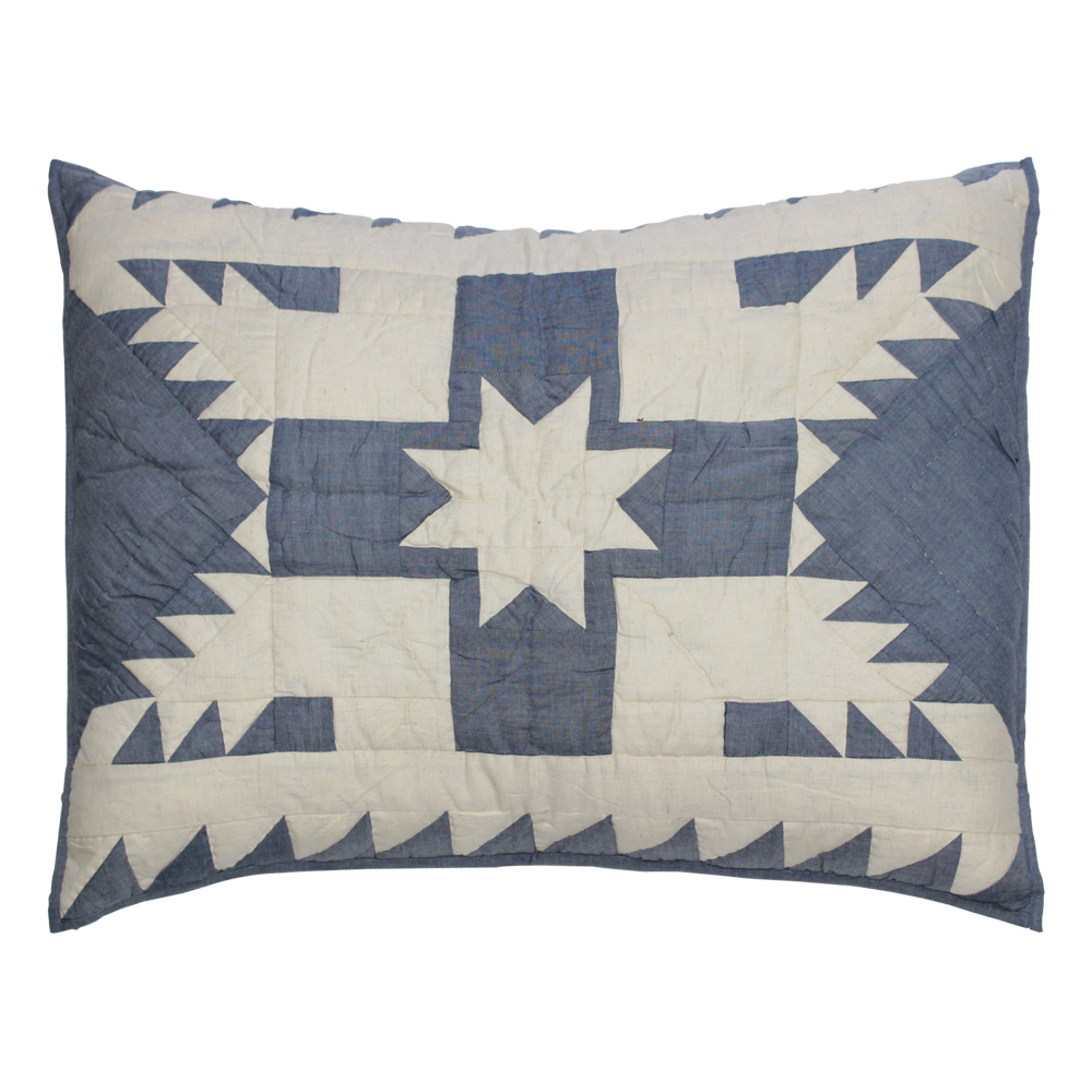 Blue Feathered Star king sham 31"W x 21"L