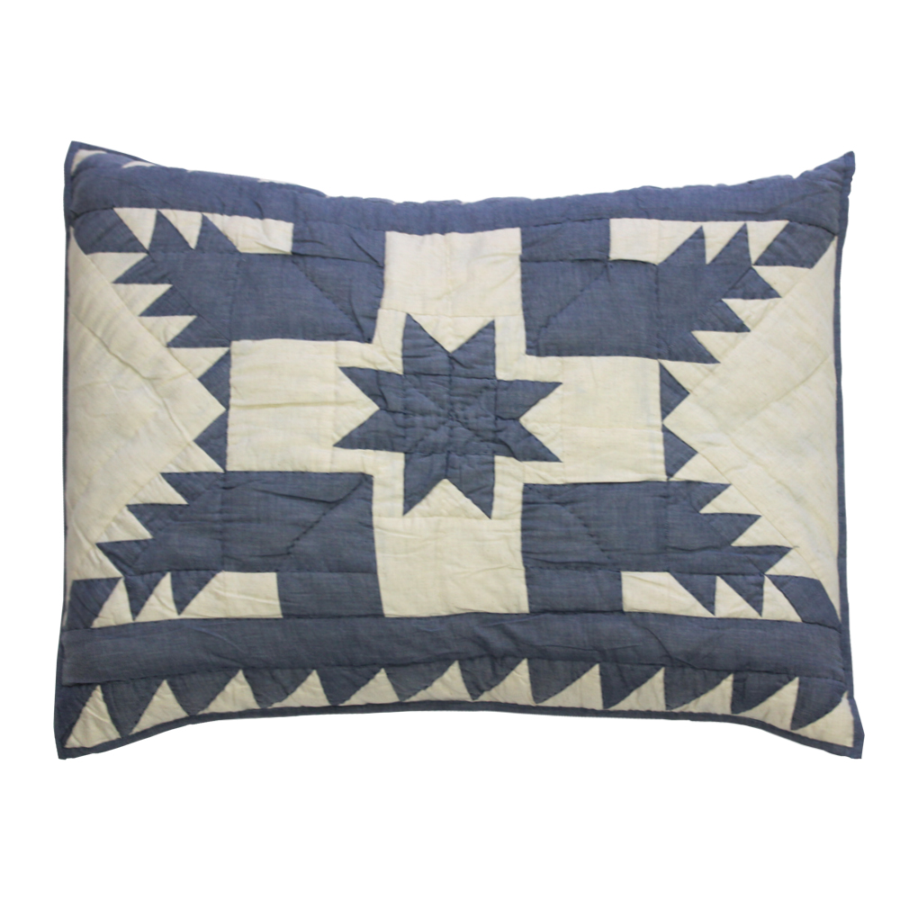 Denim Feathered Star king sham 31"W x 21"L