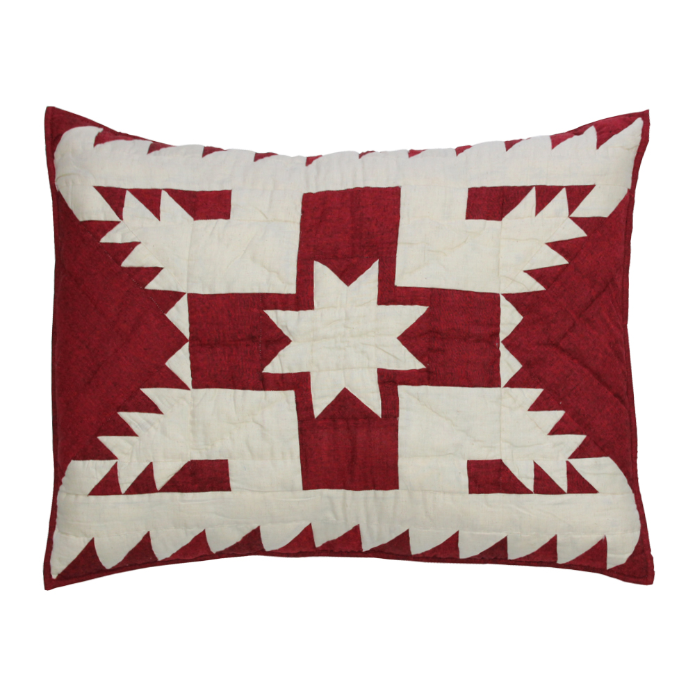 Red Feathered Star King Sham 31"W x 21"L
