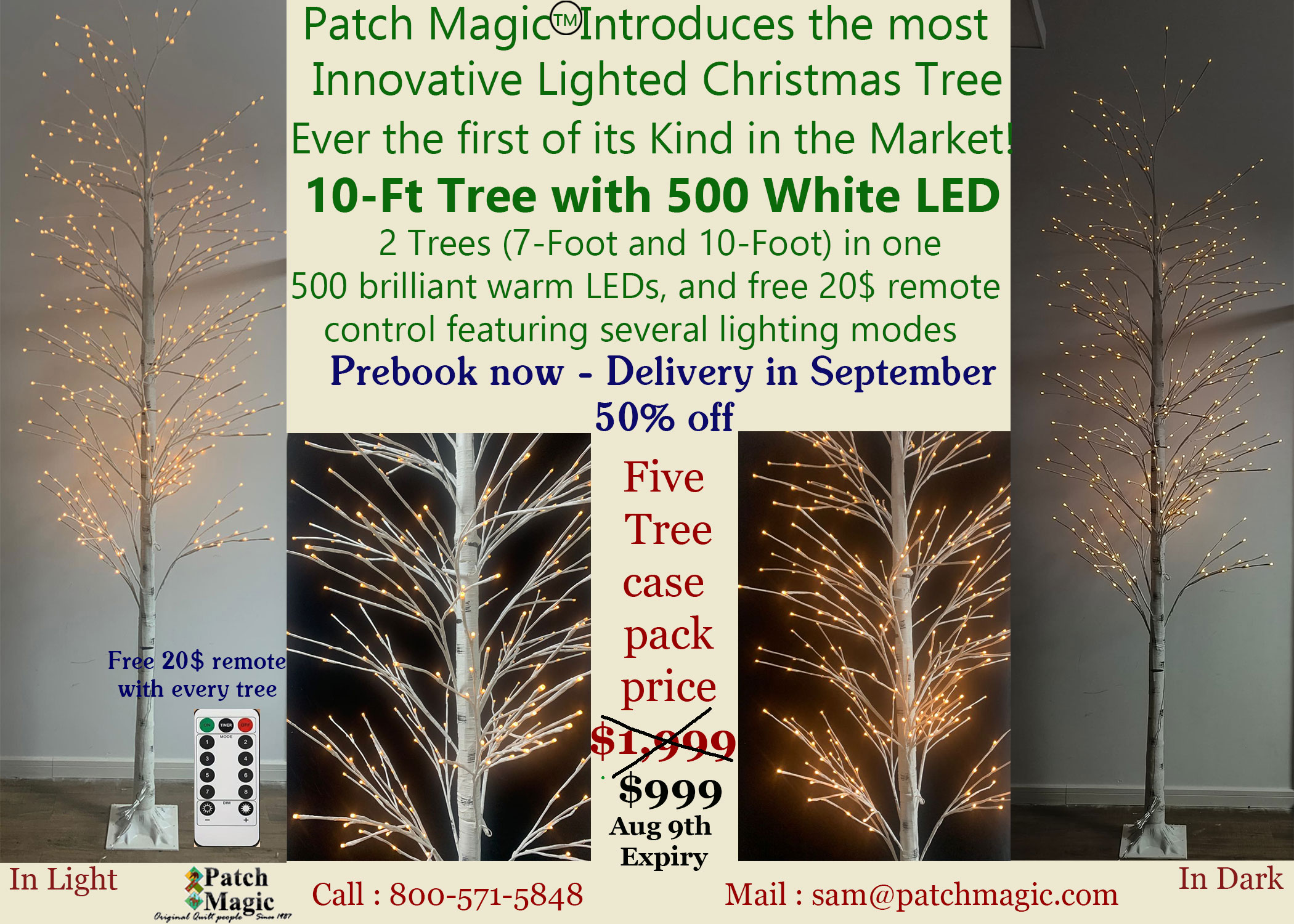 10-Ft LED Christmas Tree with 500 Warm White LEDs – 50% OFF Case Pack of 5 Trees for $999 (Offer Expires August 9th)