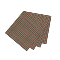 Tan and Blue Red Plaid Fabric Napkin 20"W x 20"L