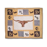 Brand Western Steer Pillow Sham 27"W x 21"L