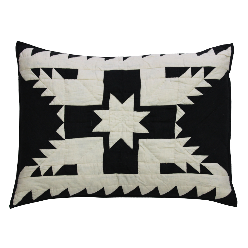 Black Feathered Star Pillow Sham 27"W x 21"L