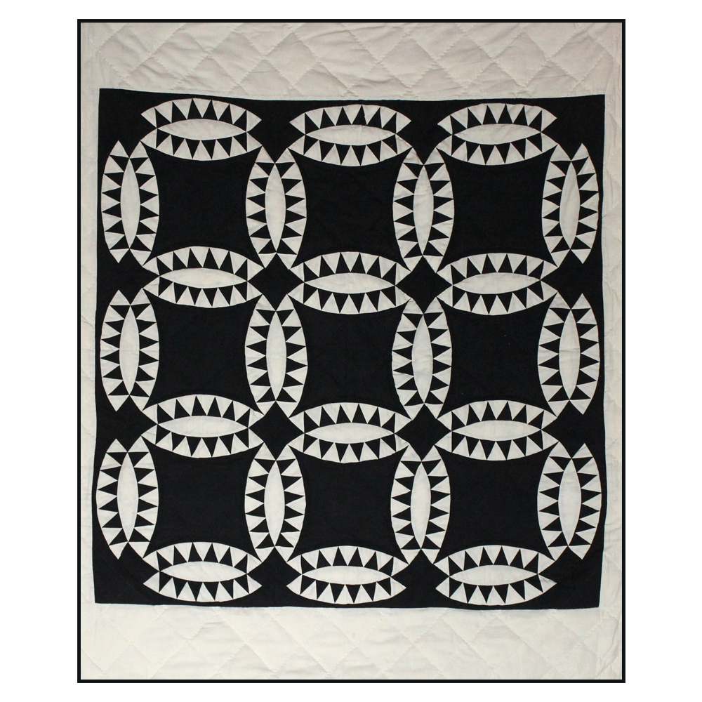 Black and White Wedding Ring Pillow Sham 27"W x 21"L