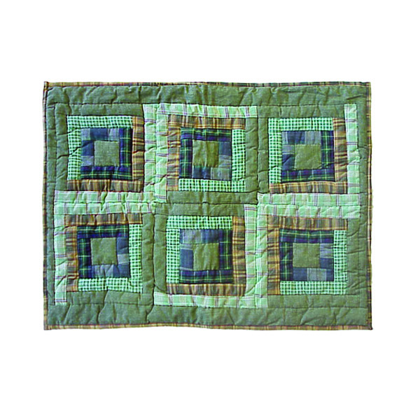 Green Log Cabin Pillow Sham 27"W x 21"L