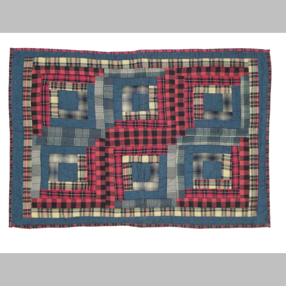 Red Log Cabin Pillow Sham 27"W x 21"L