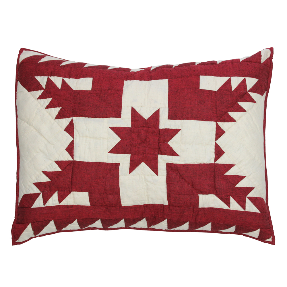 Ruby Feathered Star Pillow Sham 27"W x 21"L