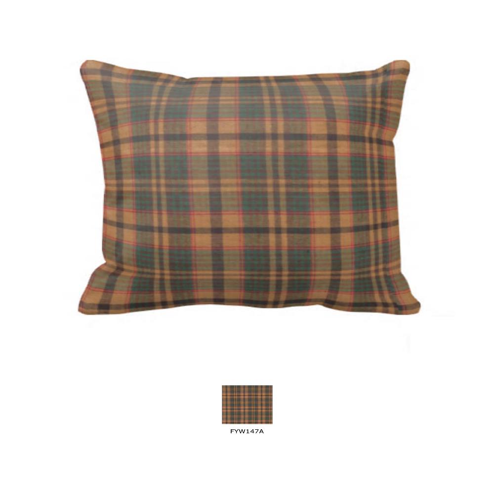 Gold and Brown Plaid Pillow Sham 27"W x 21"L