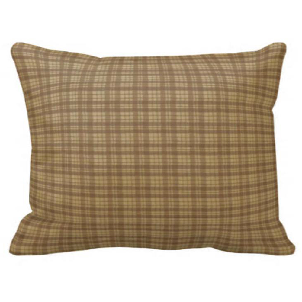 Brown Check Plaid Pillow Sham 27"W x 21"L