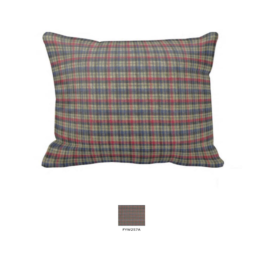 Tan and Blue Red Plaid Pillow Sham 27"W x 21"L