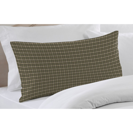 Olive Green and Ecru Checks Pillow Sham 27"W x 21"L