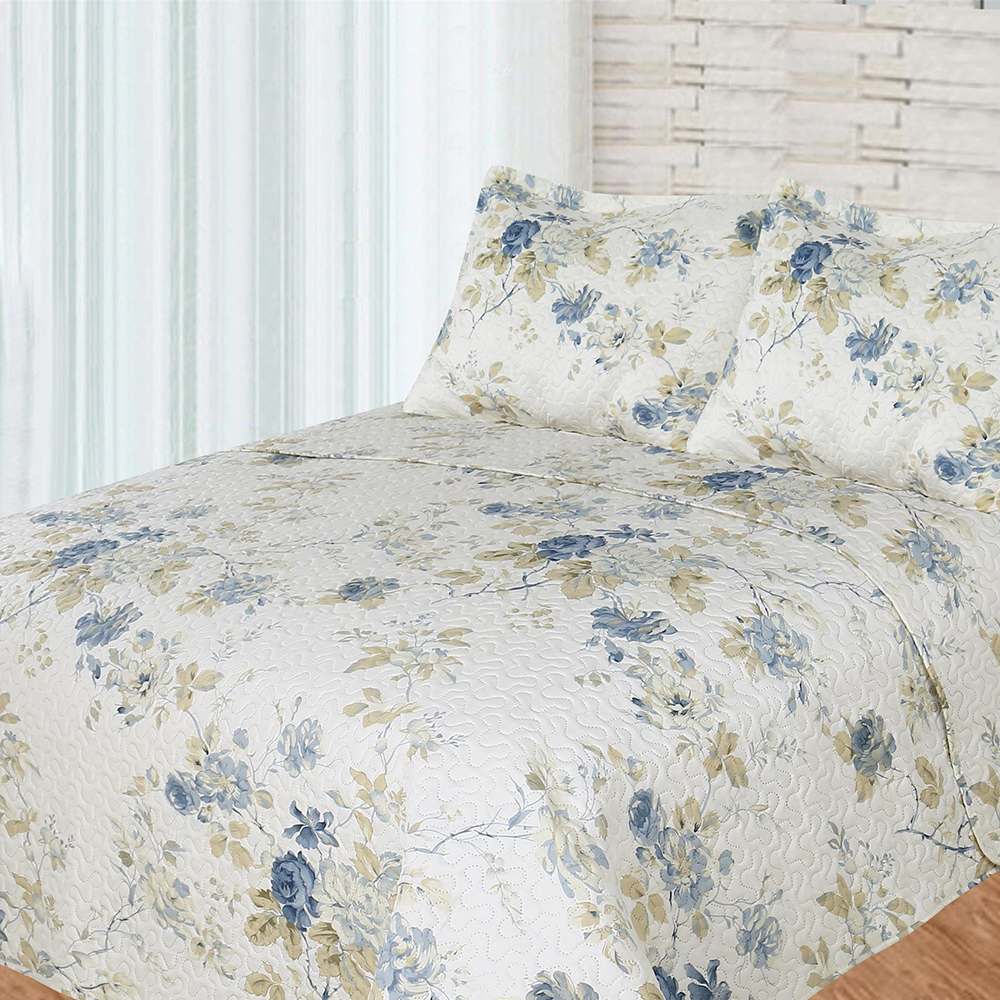 Blue Roses Twin Bed in a Bag Set of 3 Pieces