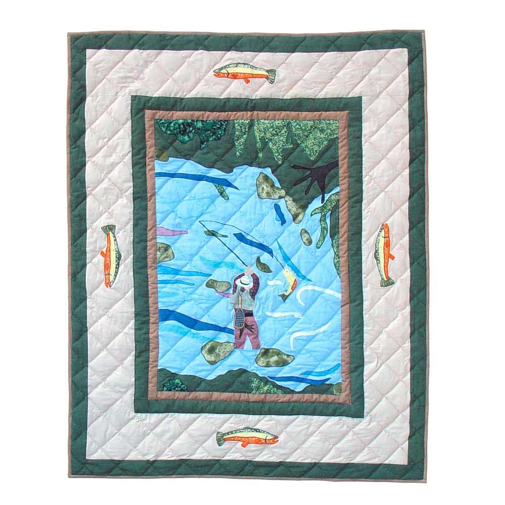 Fly Fishing Crib Quilt 36"W x 46"L