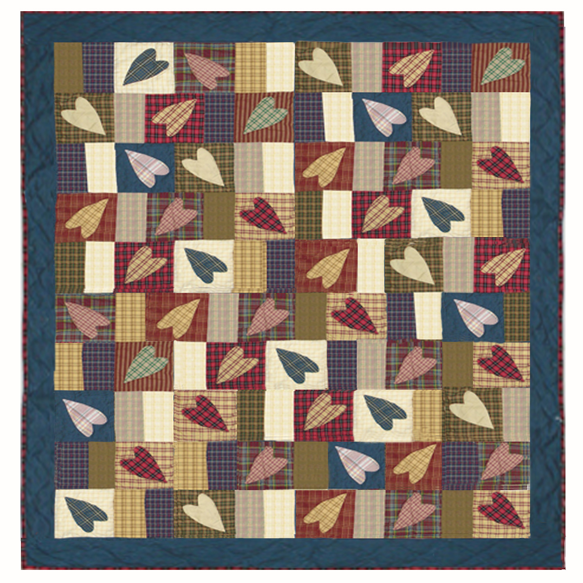 Country Hearts California King Quilt 114"W x 96"L