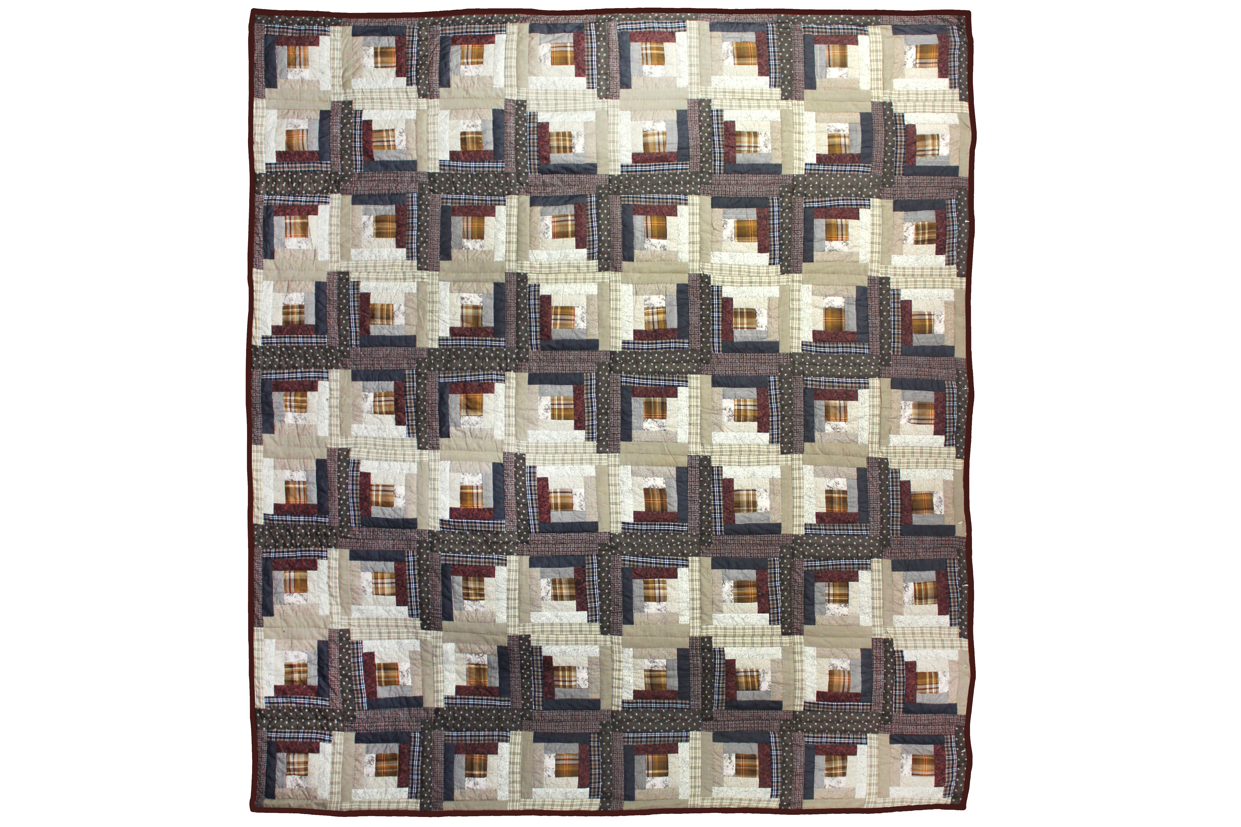 Express Log Cabin  California King Quilt 114"W x 96"L