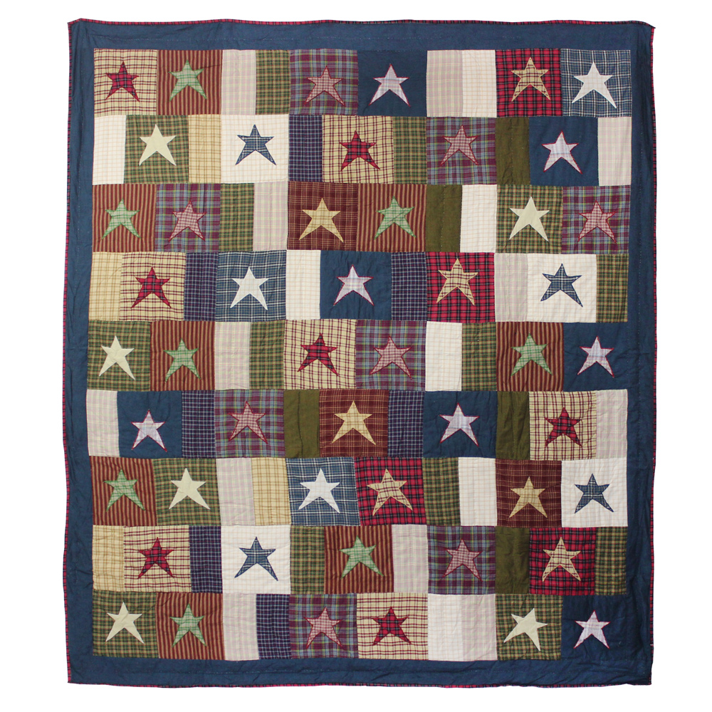 Homespun Star California King Quilt 114"W x 96"L