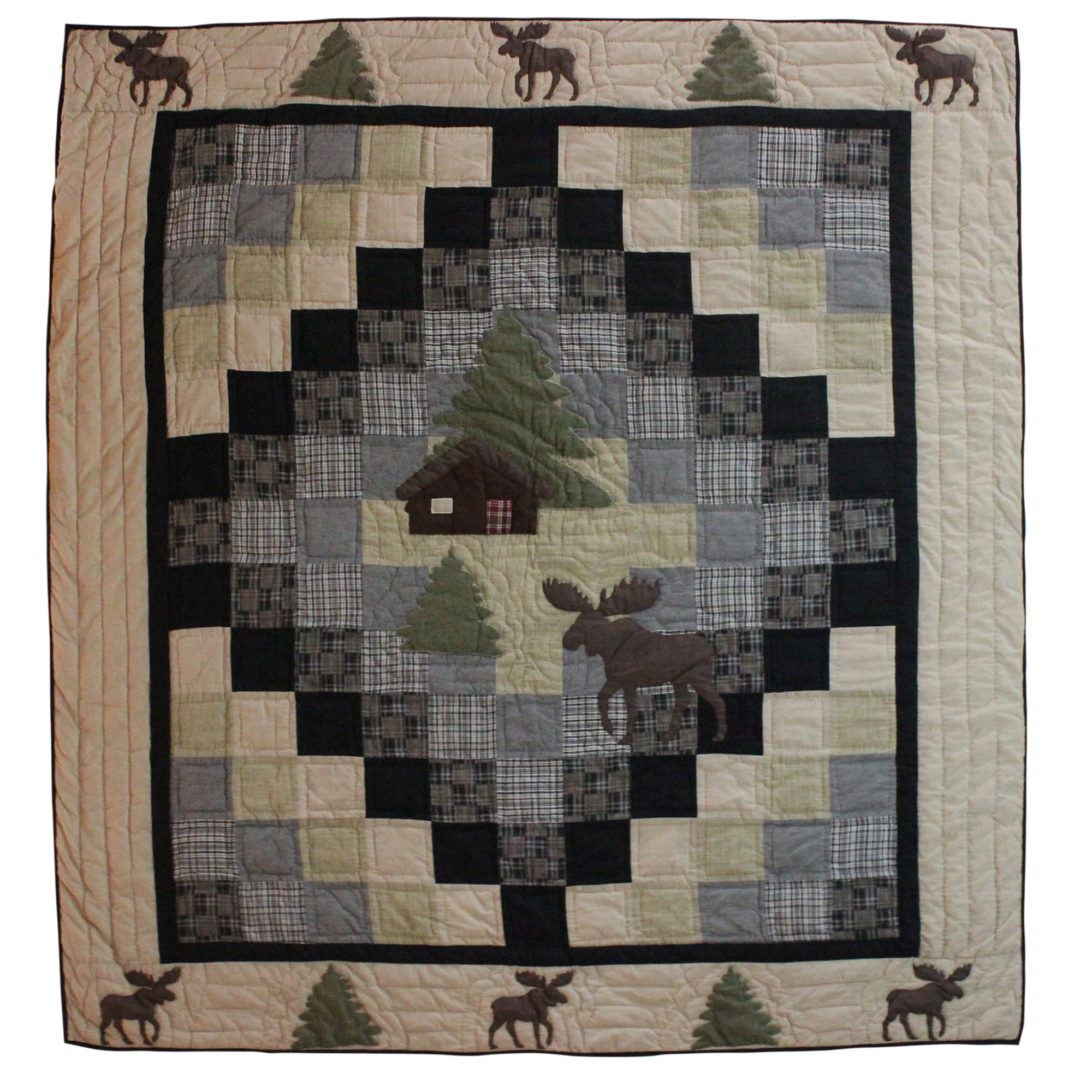 Moose Cabin  California King Quilt 114"W x 96"L