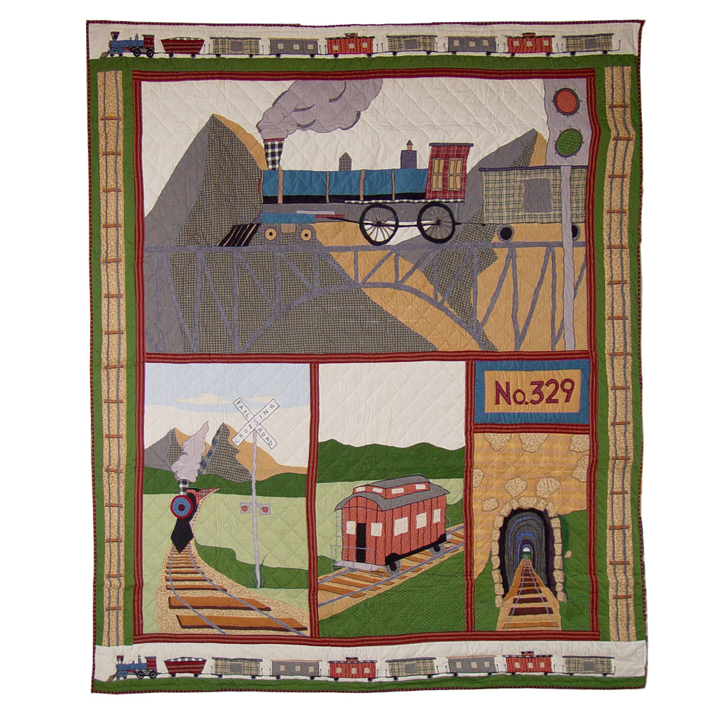 Train California King Quilt 114"W x 96"L