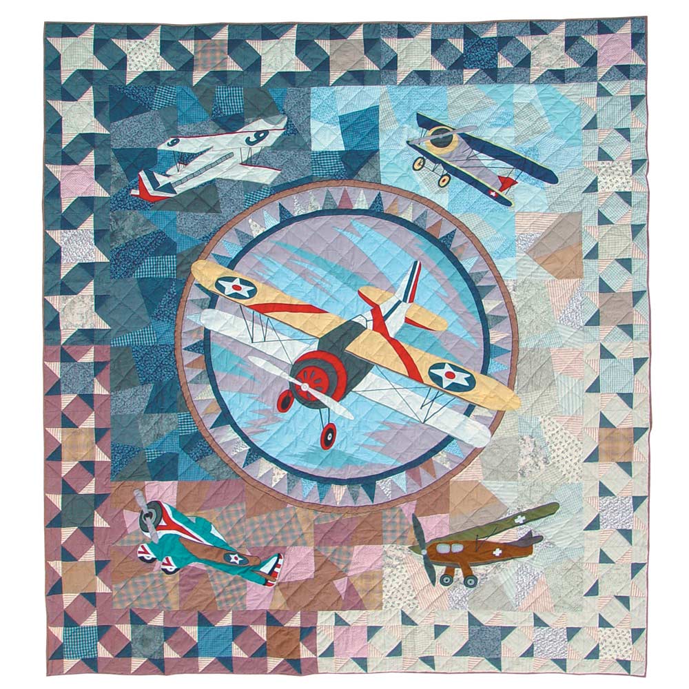 Airplane Sortie King Quilt 105"W x 95"L